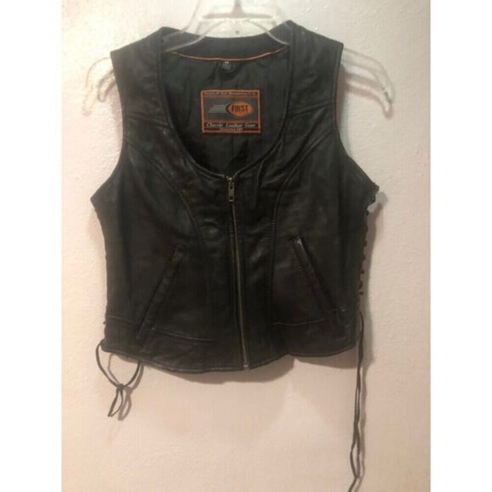 Leather bike vest women's sizes m